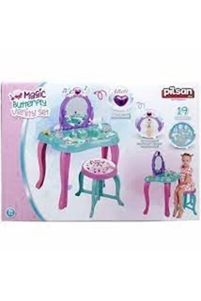PİLSAN Pilsan Oyuncak Müzikli Sihirli Kelebek Makyaj Masası 19 Aksesuar Pembe...