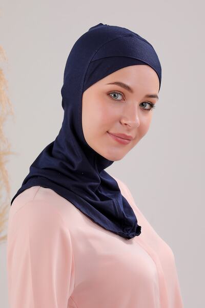 Melodi Scarf Хиджаб Крос Морски басейн Спортна яка за врата от пениран памук Бонън Тъмносин