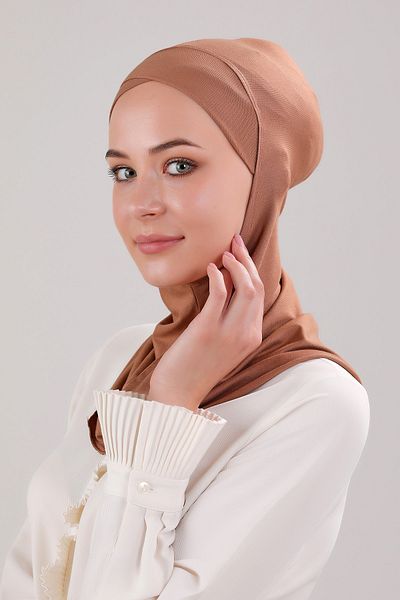 Melodi Scarf Хиджаб Крос Морски басейн Спортна яка за врата Памучен капак Канела