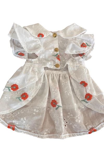 Bi Dolap Ponçik White Scallop Fabric Cat Dog Clothes & Dress