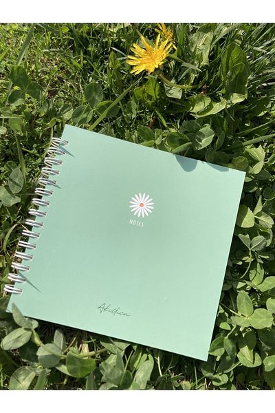 AKILLICA 15x15 Cm Square Green Notebook Spiral Notebook Lined Notebook
