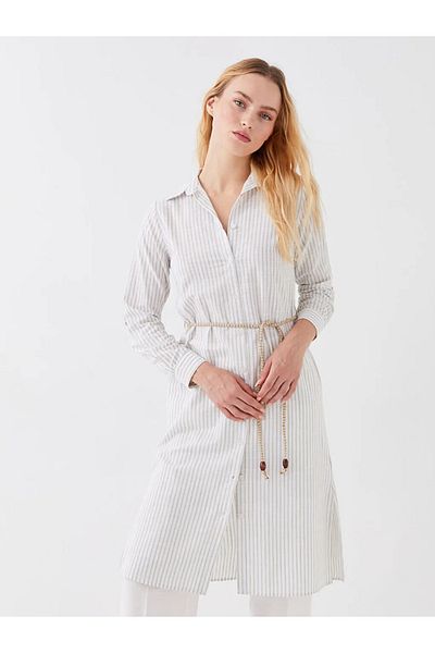LC Waikiki LCWAIKIKI Classic Shirt Collar Striped Long Sleeve Women's Tunic