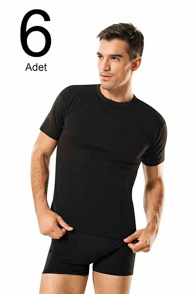 Namaldı Pack of 6 0-Neck Men's Thin Pile Undershirt