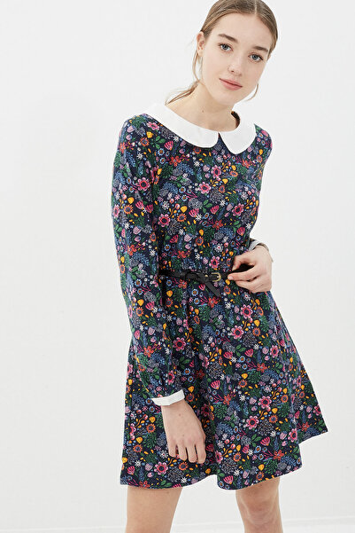 Koton Γυναικείο Φόρεμα με σχέδιο εκρού 7KAL86003IW