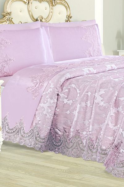 Dekoreko Double Sultan Chenille Pique Set 6 Pieces Powder
