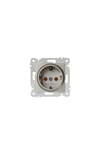 Mutlusan Grounded Socket Child Proof Rita Metallic Titanium 2200 605 0283 (Excluding Frame)