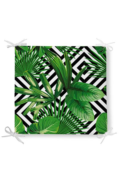 Realhomes Leaf Patterned Decorati Square Chair Cushion 40x40cm with ermuar