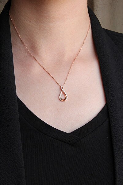 Argentum Concept Kadın Zirkon Taşlı Gümüş Rose Sonsuzluk Kolye N087701