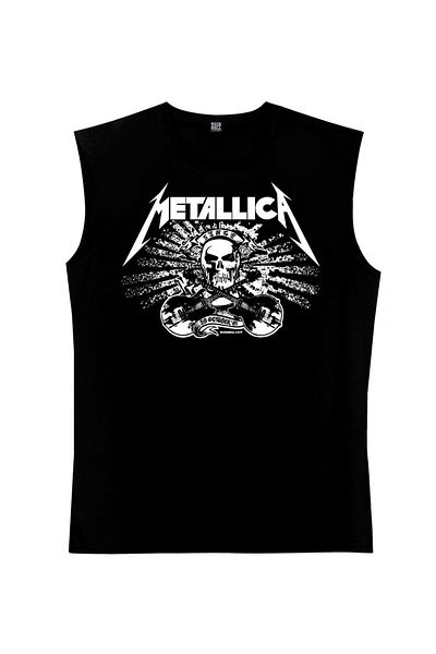 ROCKANDROLL Μαύρο μανίκι Metallica Skull |   Αμάνικο μπλουζάκι |   Αθλητής