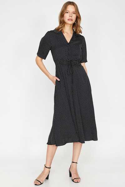 Koton Γυναικείο φόρεμα με μαύρο σχέδιο 9YAK88633PW