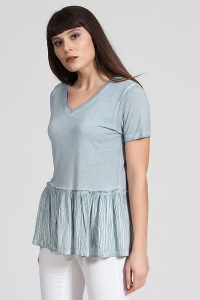Seamoda Fusta de damă cu volane Tricou confortabil BLUE PRA- 359639 - 533117