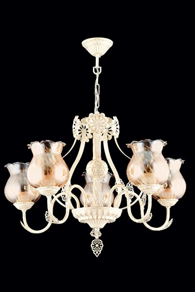 Avonni AV-6306-5S Krem Ferforje Boyalı Modern Avize