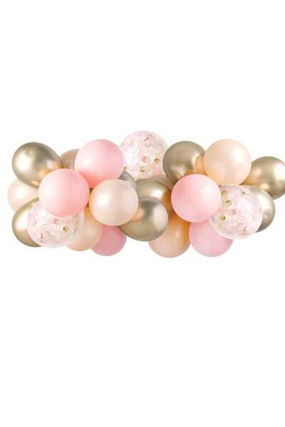 Partifabrik سلسلة بالون ذهبي وردي كريمي
