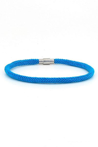 Solfera Men's Single Sira Thin Design Blue Color Knitted Rope Bracelet Bt583
