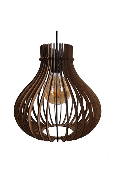 Vedemo Tekli Baloon Rustik Ahşap Avize