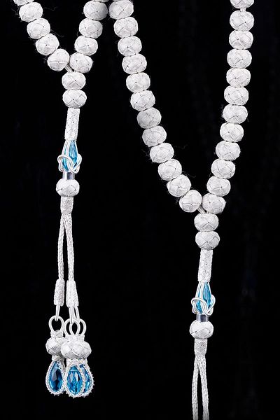 TESBİHCİBABA Blue Stone Special Design Hand Knitted Kazaz Rosary Tb3147