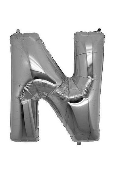 kidspartim N Letter Silver Foil Balloon 40 inch 100 cm