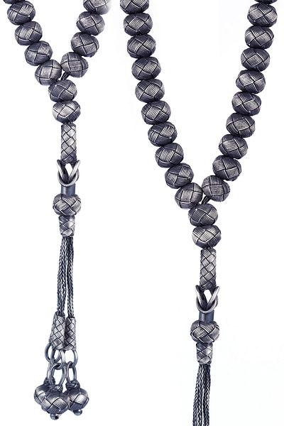 TESBİHCİBABA Small Size Antique Model Hand Knitted Kazaz Rosary Tb1560