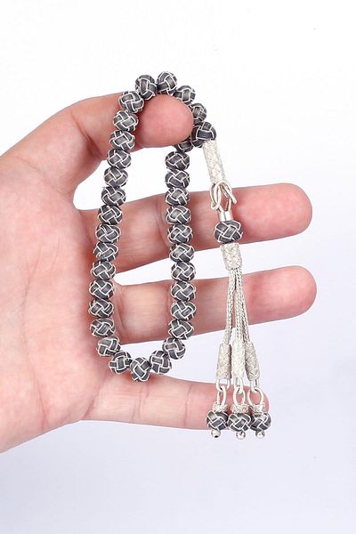 TESBİHCİBABA Small Size Double Color Hand Knitted Kazaz Rosary Tb1558