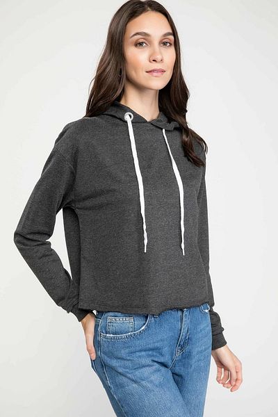 DeFacto Women's Anthracite Hooded Sweatshirt J3323Az.18Au.Ar46