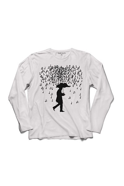 Kendim Seçtim Playing Music in The Rain Note Rain Umbrella Tricou cu mânecă lungă