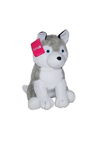 Selay كلب سيبيري قطيفة 40 سم رمادي