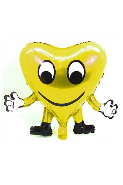 Kazanabil Heart Foil Balloon with Smiling Face Figure 35cm Yellow