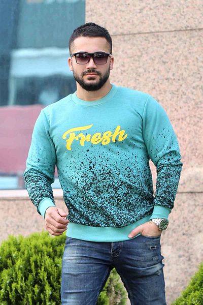 Madmext Grünes Sweatshirt mit Rundhalsausschnitt und Aufdruck