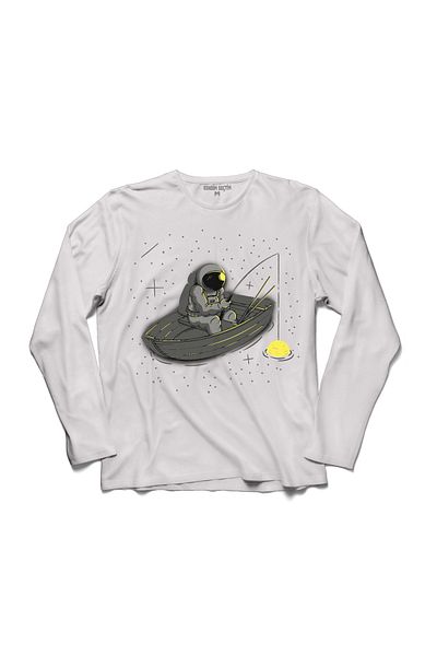 Kendim Seçtim Astronaut Barcă Undiță Sea Space Cosmos Galaxy Tricou cu mânecă lungă
