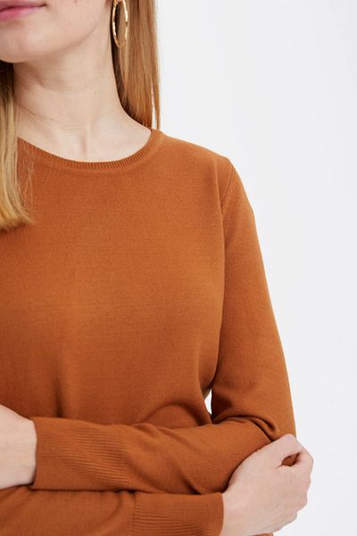 DeFacto Women's Brown Basic Crew Neck Sweater F7091AZ.19AU.BN407