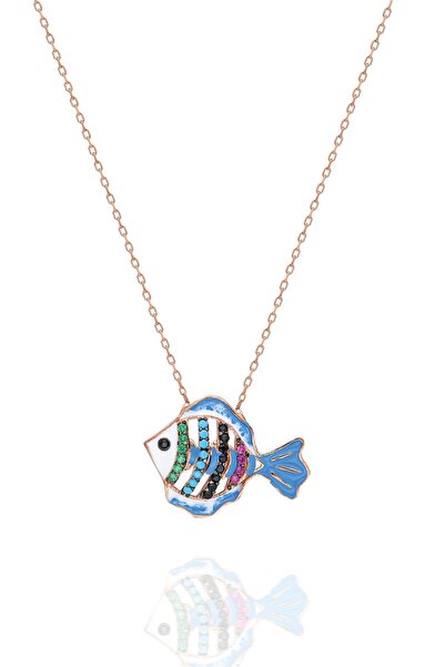 Nereze 925 Ayar Mineli Balık Kadın Gümüş Kolye TXE8B92BA13535