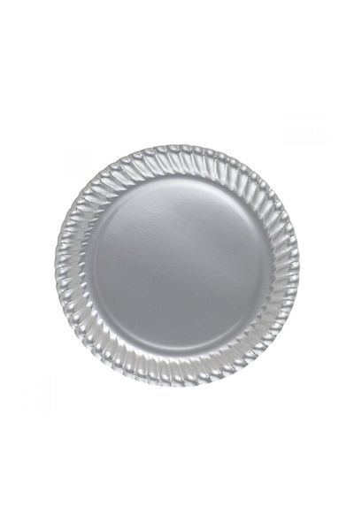 Kikajoy Silver Cardboard Plate 23 cm 8 Pcs