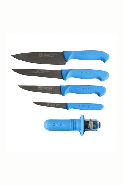 Sürbisa Sürmene Chef Knife Set - 4 Pieces of Knives and 1 Piece of Knives Sharpener