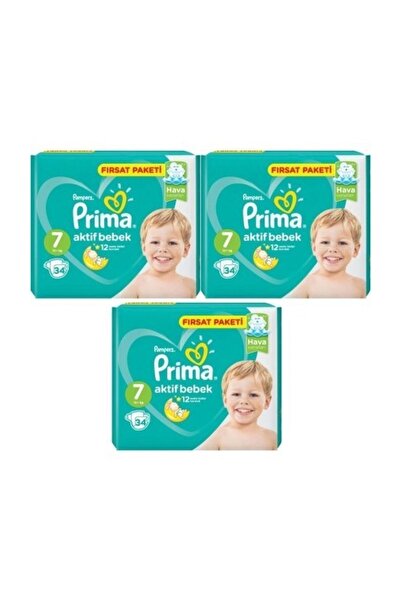 Prima حفاضات أطفال مقاس 7 3 عبوات 102 قطعة