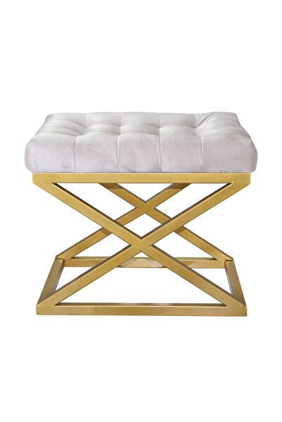 evodeko Altın Çapraz Ayaklı Beyaz Puf