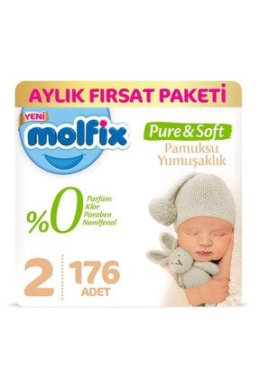 molfix pure soft bebek bezi 2 beden mini aylik firsat paketi 176 adet fiyati yorumlari trendyol