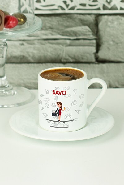 Hediyelen Savcı Türk Kahvesi Fincanı Beyaz