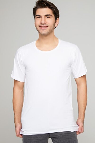 Tutku Мъжка бяла памучна тениска с обло деколте, пакет от 8 броя, 100% памук