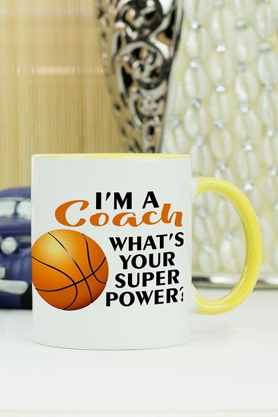 Hediyelen Basketball Coach Mug Cup Yellow