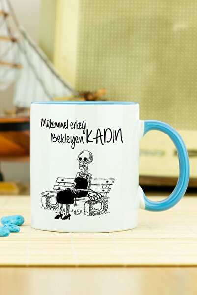 Hediyelen كوب نسائي ينتظر الرجل المثالي باللون الأزرق