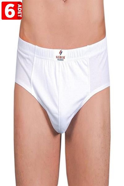 Seher Star White 6 Pack 100% Cotton Ανδρικά Slip Panties 0005