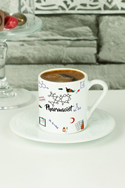 Hediyelen Pharmacist Türk Kahvesi Fincanı Beyaz