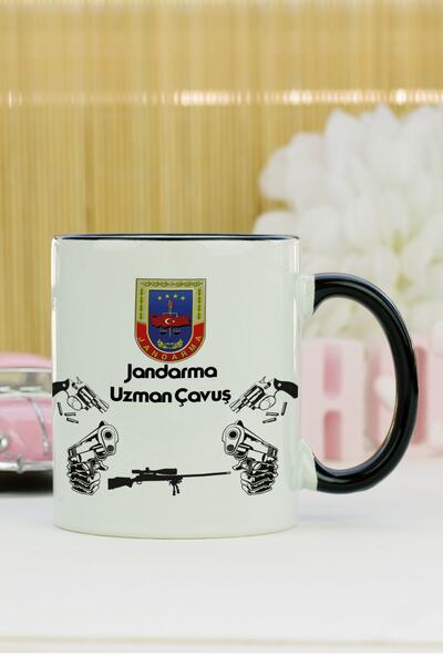 Hediyelen Jandarma Uzman Çavuş Kupa Bardak Siyah