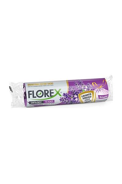 Florex Drawstring Garbage Bags Lavender Scented Medium Size