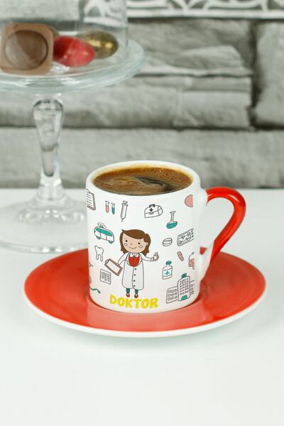 Hediyelen Doktor Türk Kahvesi Fincanı Kırmızı