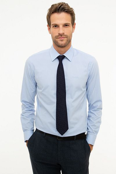 Pierre Cardin Cămașă de bază pentru bărbați albastru deschis Slim Fit G021GL004.000.841875