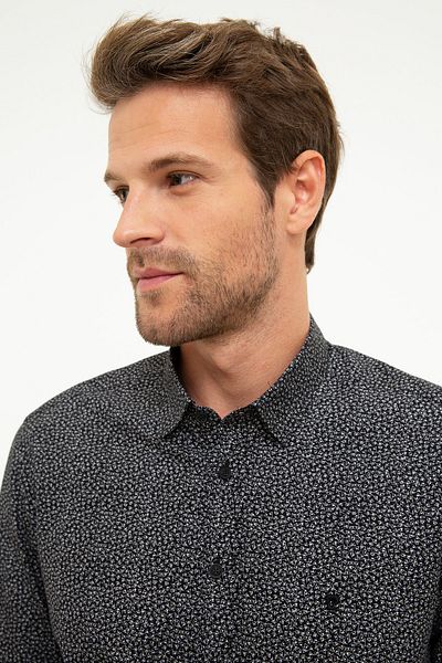 Pierre Cardin Мъжка черна прилепнала риза G021GL004.000862172