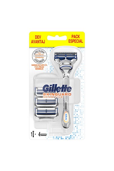 Gillette Skinguard Tıraş Makinesi + 4 Lü Yedek Tıraş Bıçağı