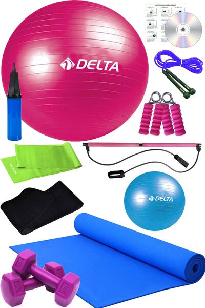 Delta 12 Li Pilates Studio Aleti Barı Pilates Seti Pilates Minderi 1 Kg Dambıl Plates Topu Seti