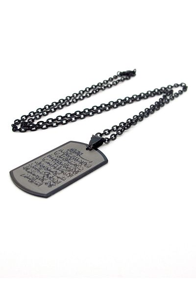 Solfera Anthracite Gray And Black Colored Prayer Steel Men's Necklace Q0064